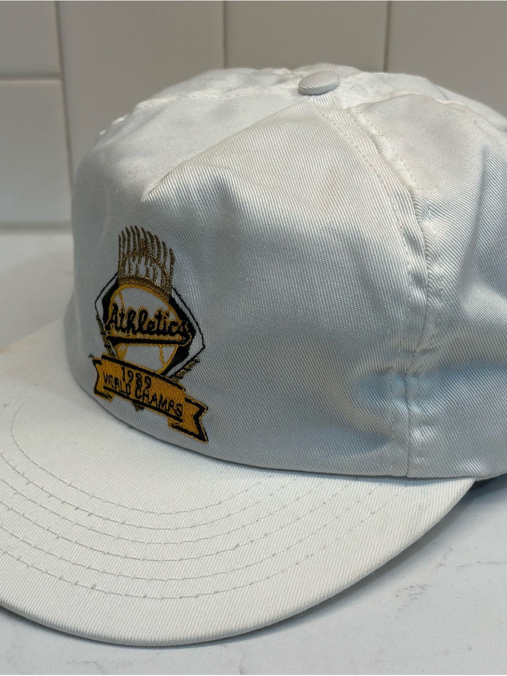 Vintage 1989 Oakland Athletics World Champs Snapback Hat MLB Annco Made in USA⁠